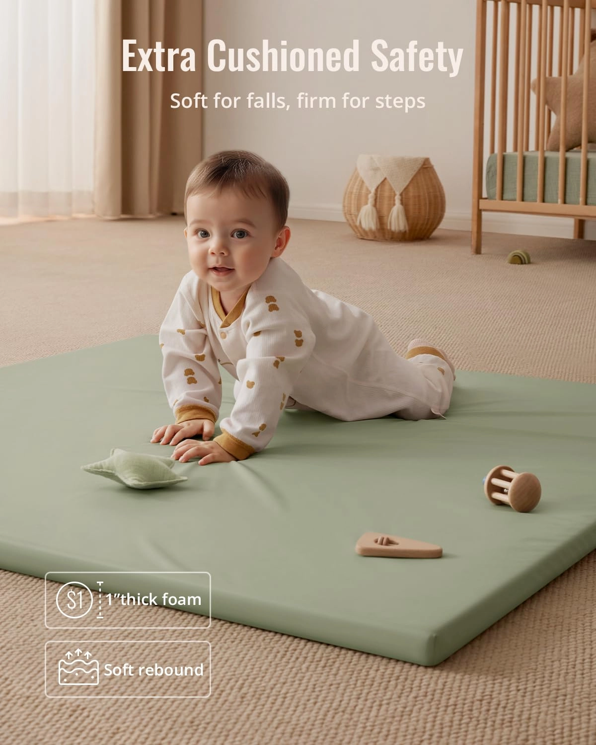 Vegan Leather Baby Play Mat - 50x50 Taupe