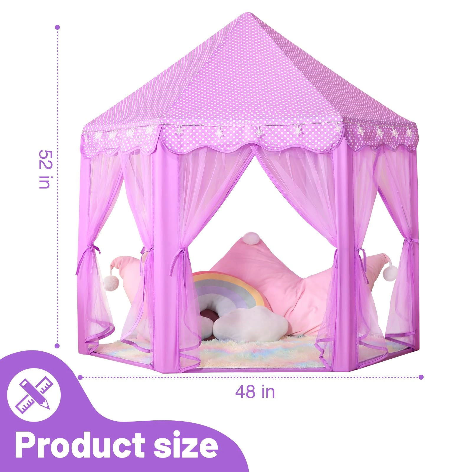 Princess Tent - Pink 48 x 48 x 52 inches
