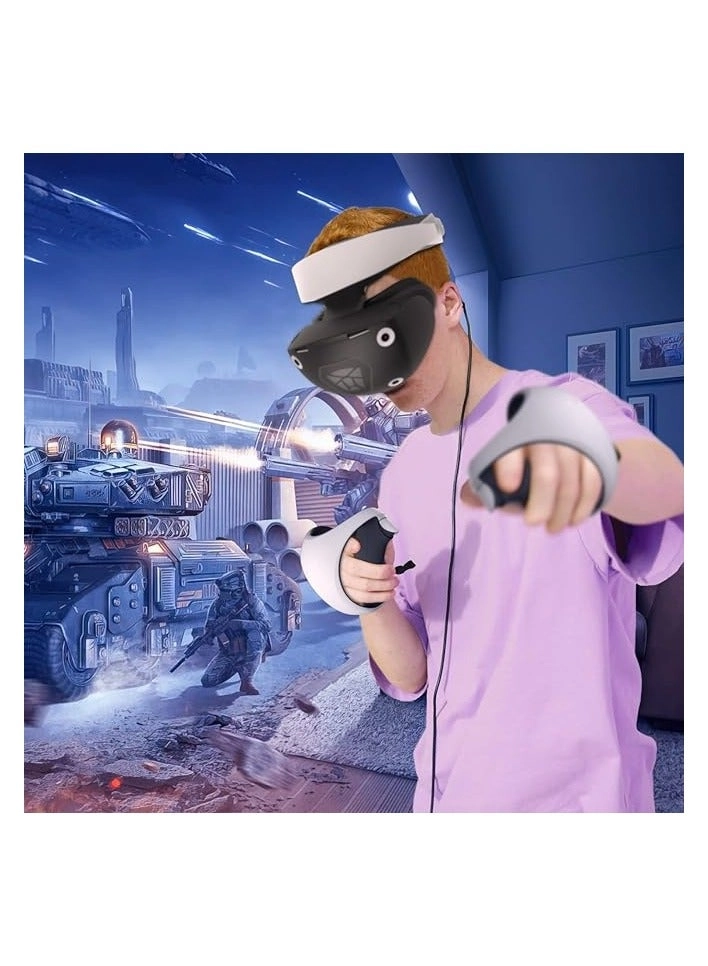 PSVR shell cover + VR face cover + lens dust cover + VR controller thumb grips - 2 Pack + Game Controller Non-Slip Silicone Pad - 2 Pack