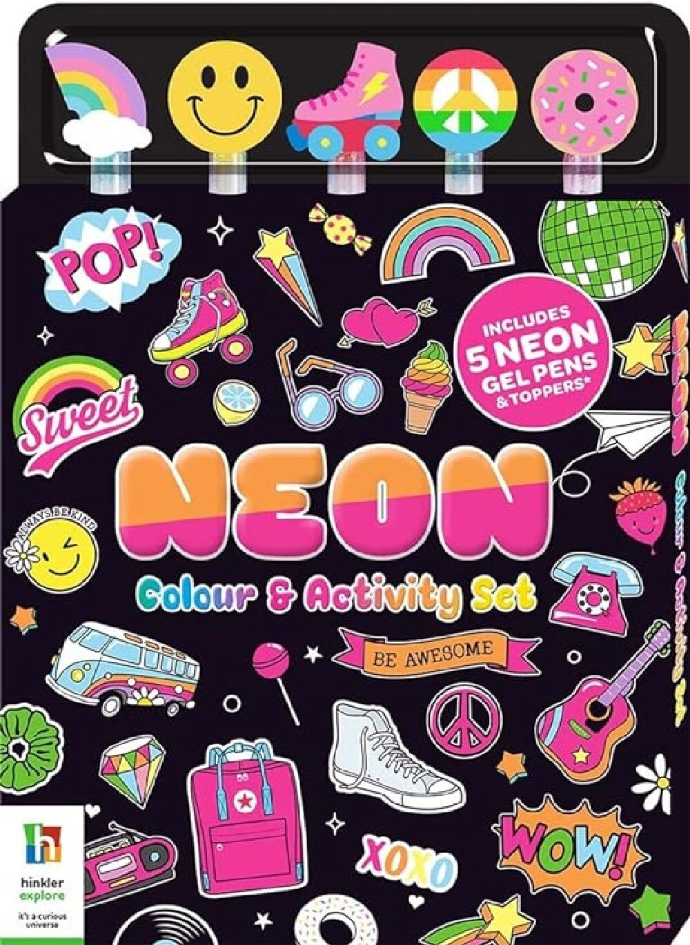 COLOR LAND CHILDRENS TOYS CENTER LLC Neon Color & Activity Set Kaleidoscope - 24 pages 5 toppers 5 gel pens