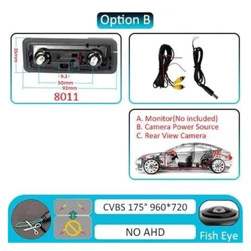 Reversing Camera - RCA interface PAL 512(H)X582(V); NTSC 512(H)X492(V)