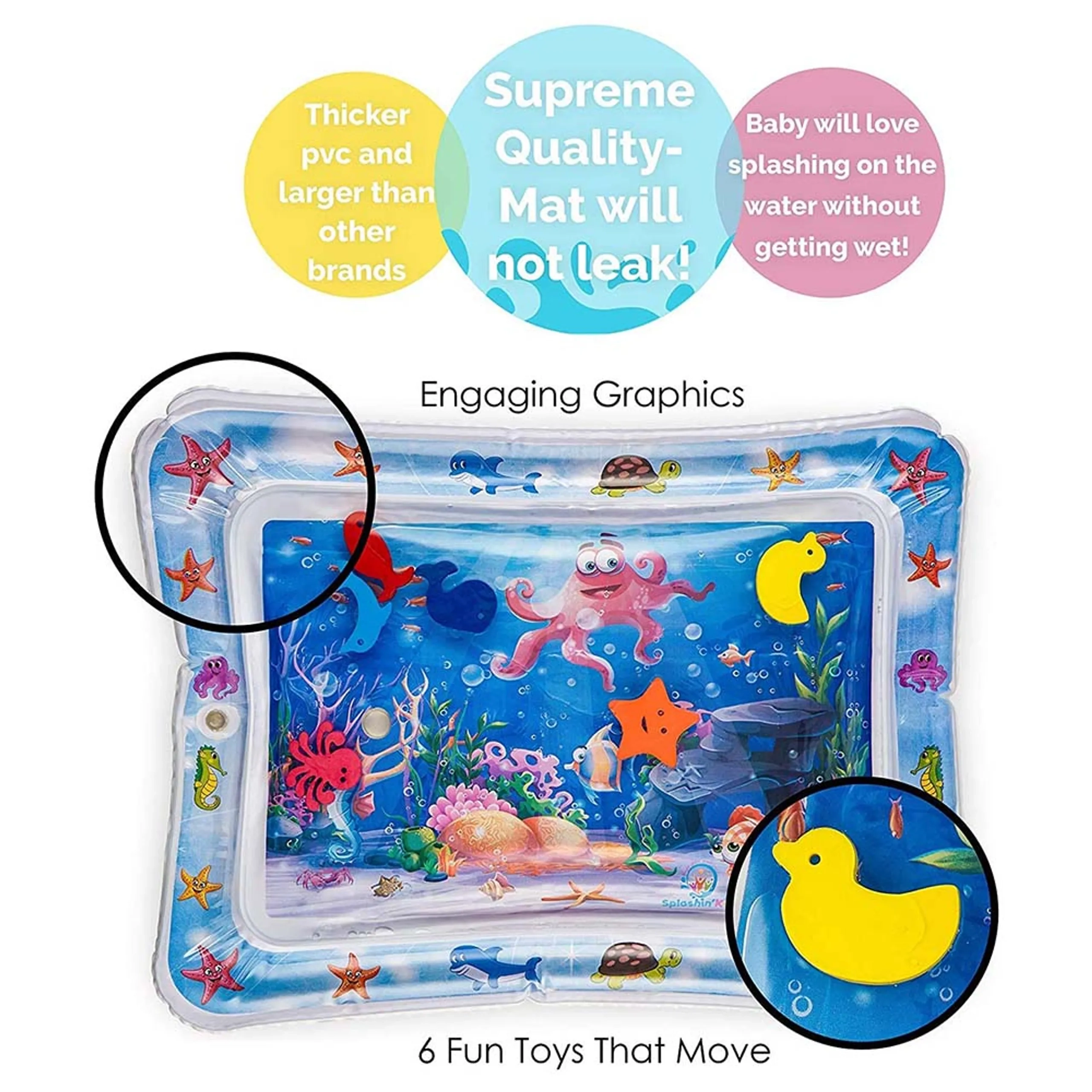 Baby Tummy Play Water Mat - Catch The Fish 3 to 12 mo