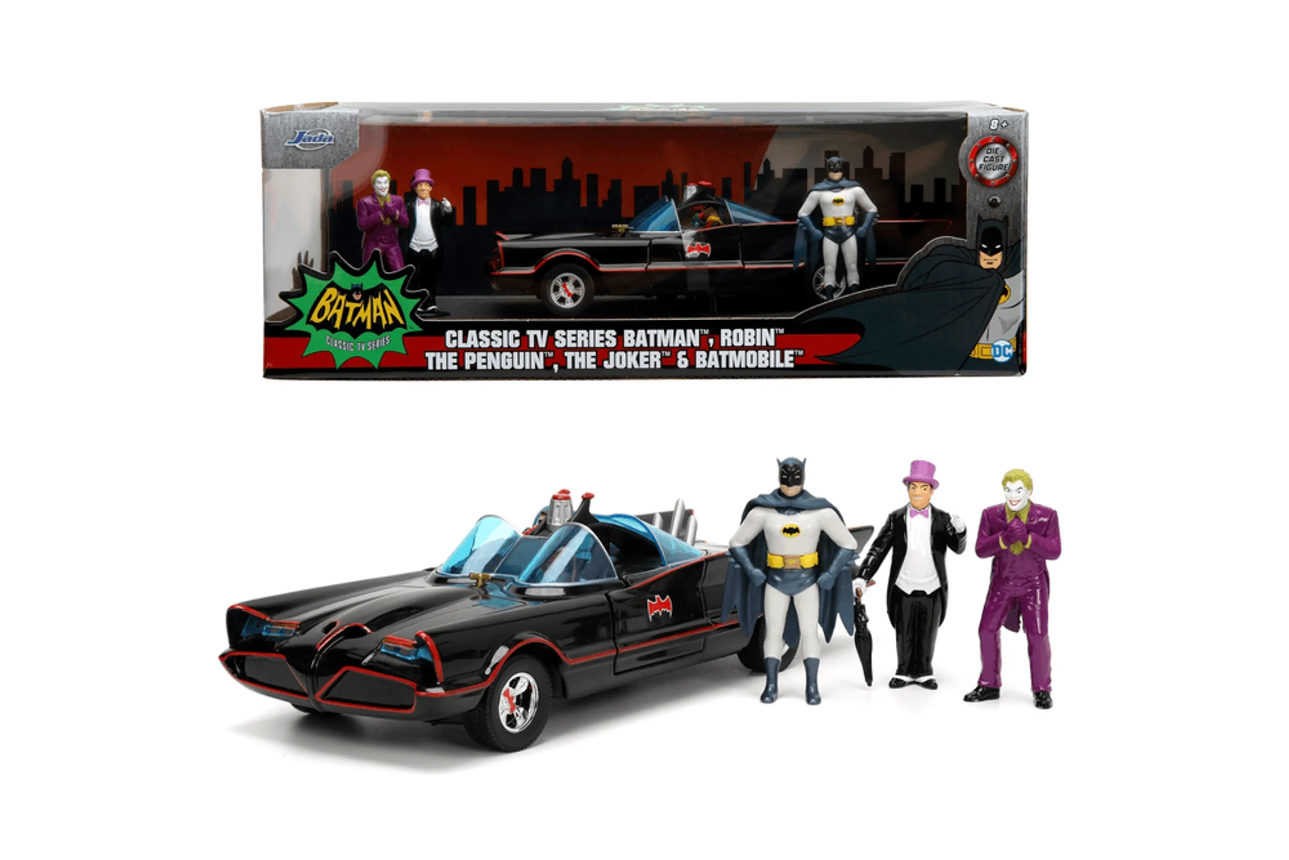 Batmobile 1966 - 1/24 19 cm + Batman + Robin + Joker + Penguin