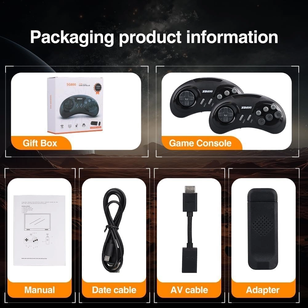 Nostalgia Game Stick - 4K HDMI 4,600+ Built-In Games Dual 2.4 GHz Wireless Controllers