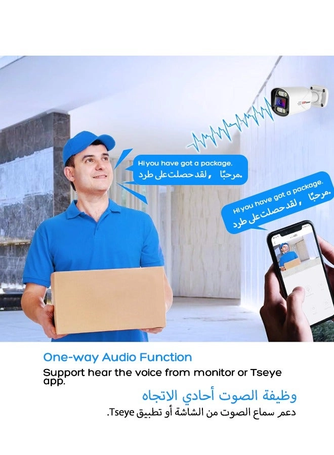 PNVR-804 - POE 8CH + Bullet Camera - 5MP Color Night Vision + Hard Drive - 1TB