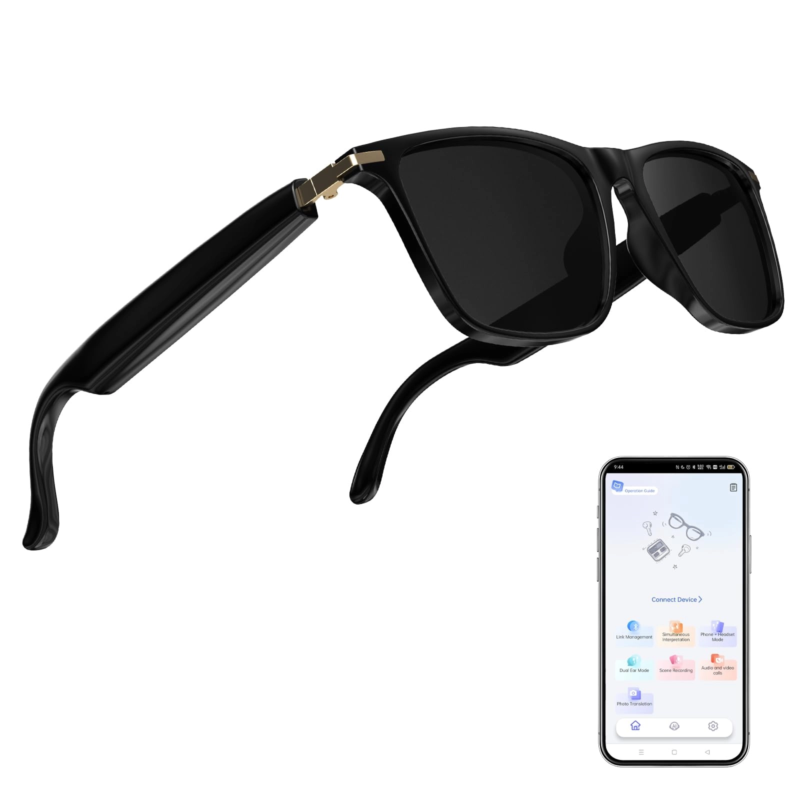 Ai Translation Smart Glasses - Bluetooth 140 Language Real-Time Translation