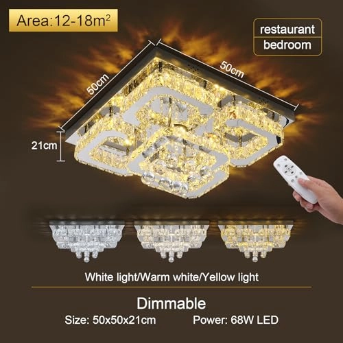 Crystal Ceiling Light - 3000k-6000k Dimmable