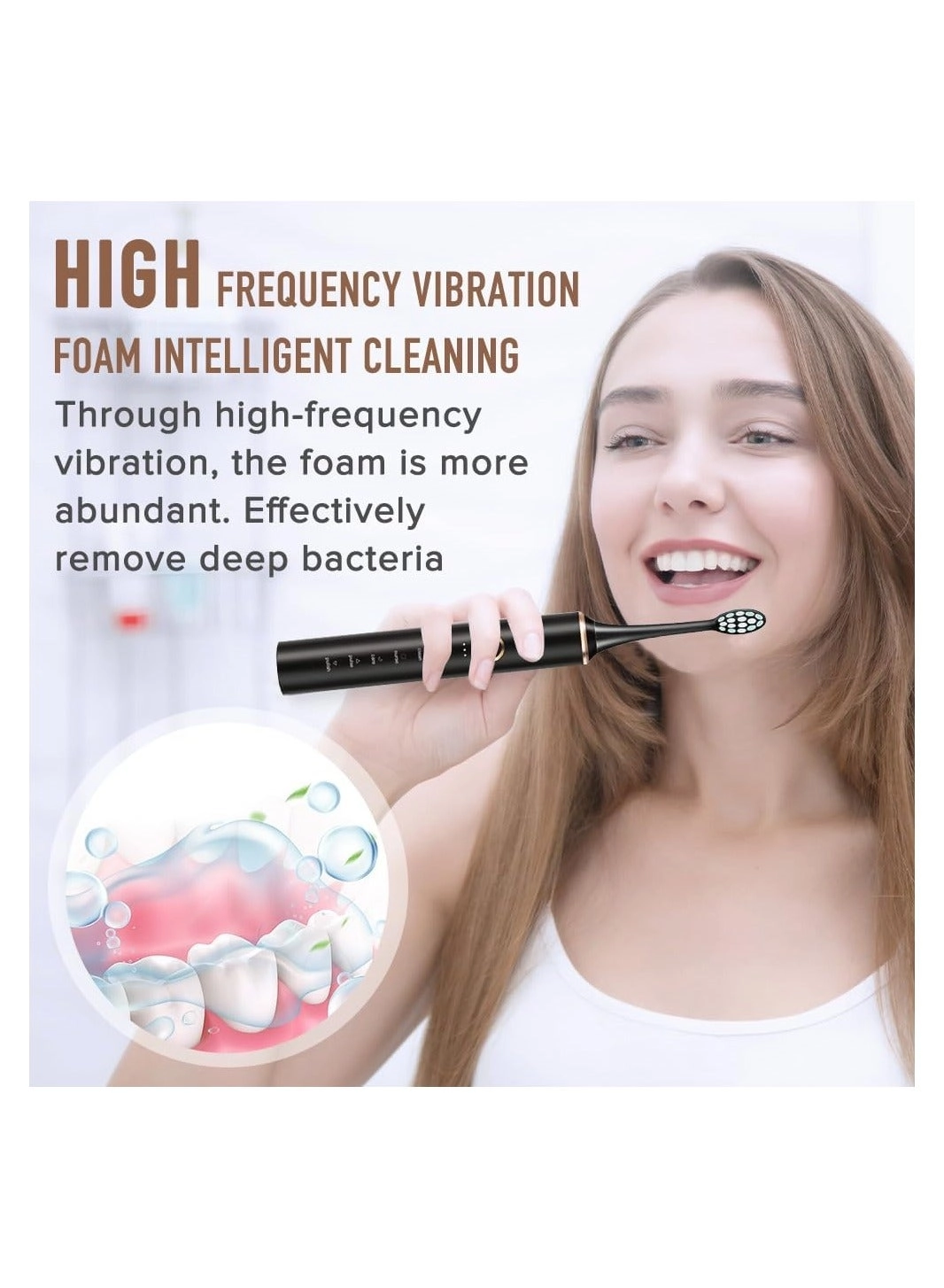 Electric Toothbrush - 4 Brush Heads 6 Modes IPX7 Waterproof