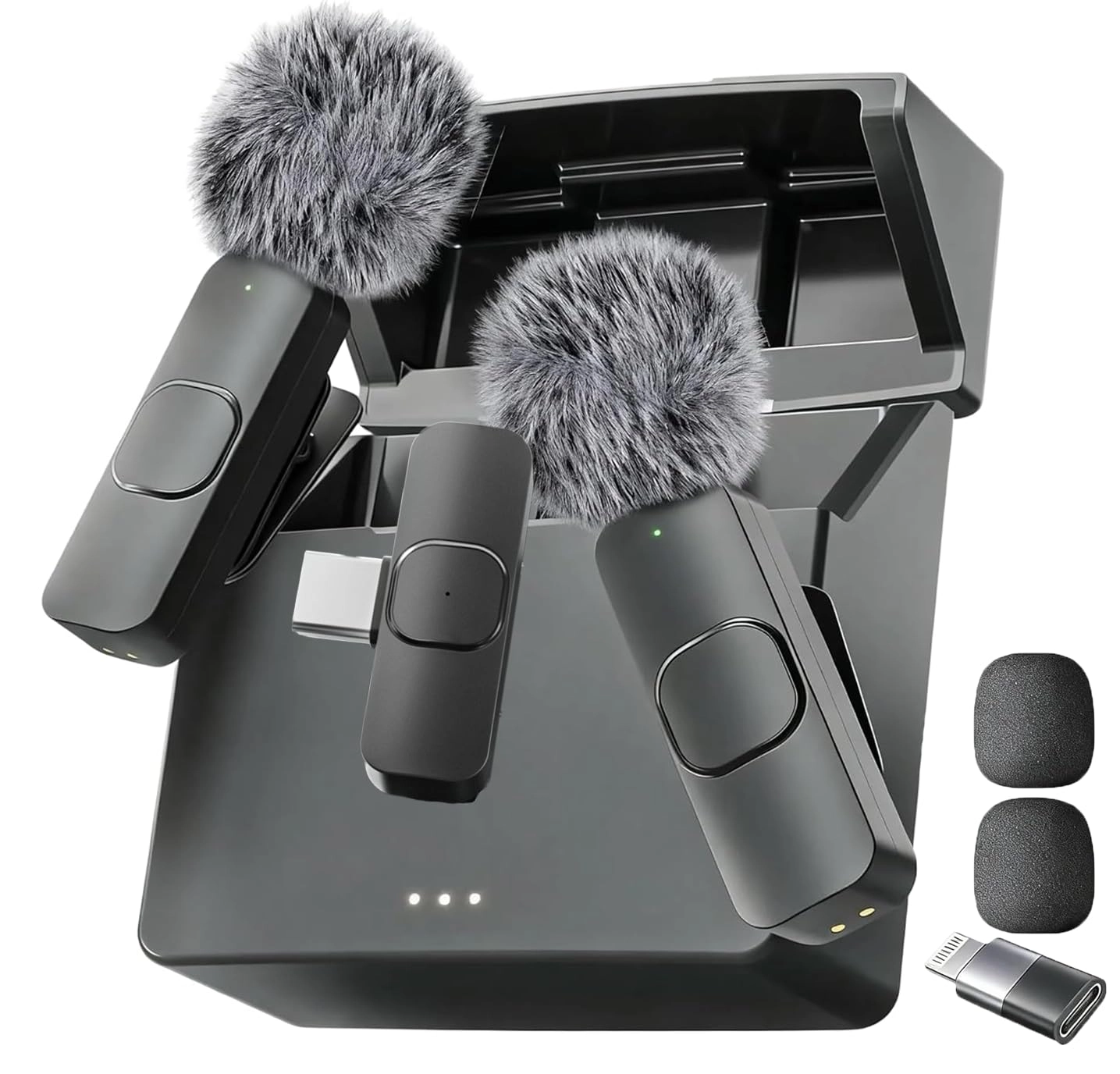 mini-mic-pro Wireless+Lightning+USB Microphone 2 Pack