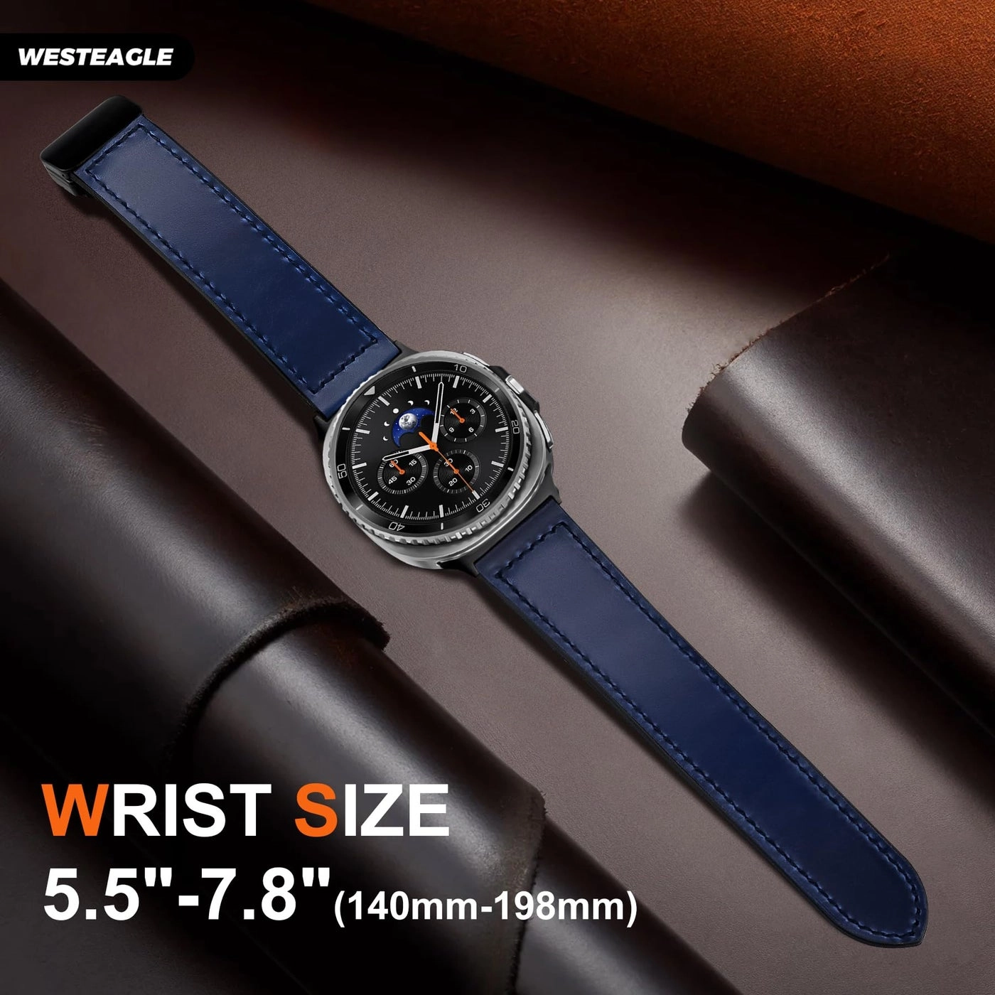 Leather Watch Band for Samsung Galaxy Watch 8 40mm 44mm/ 8 Classic 46mm