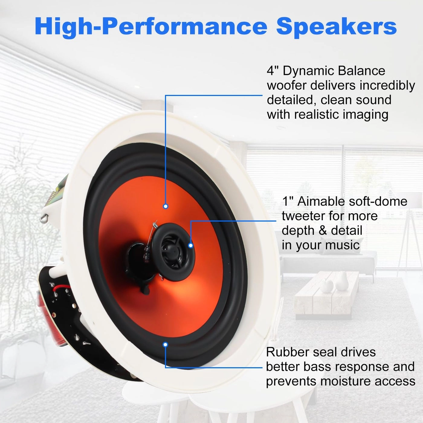 Flush Mount 2 Way Full Range in Wall Bluetooth Ceiling Speakers