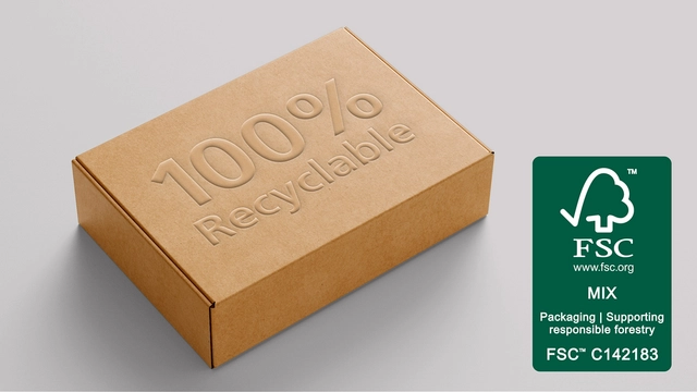 100% recyclable material & FSC certified packaging