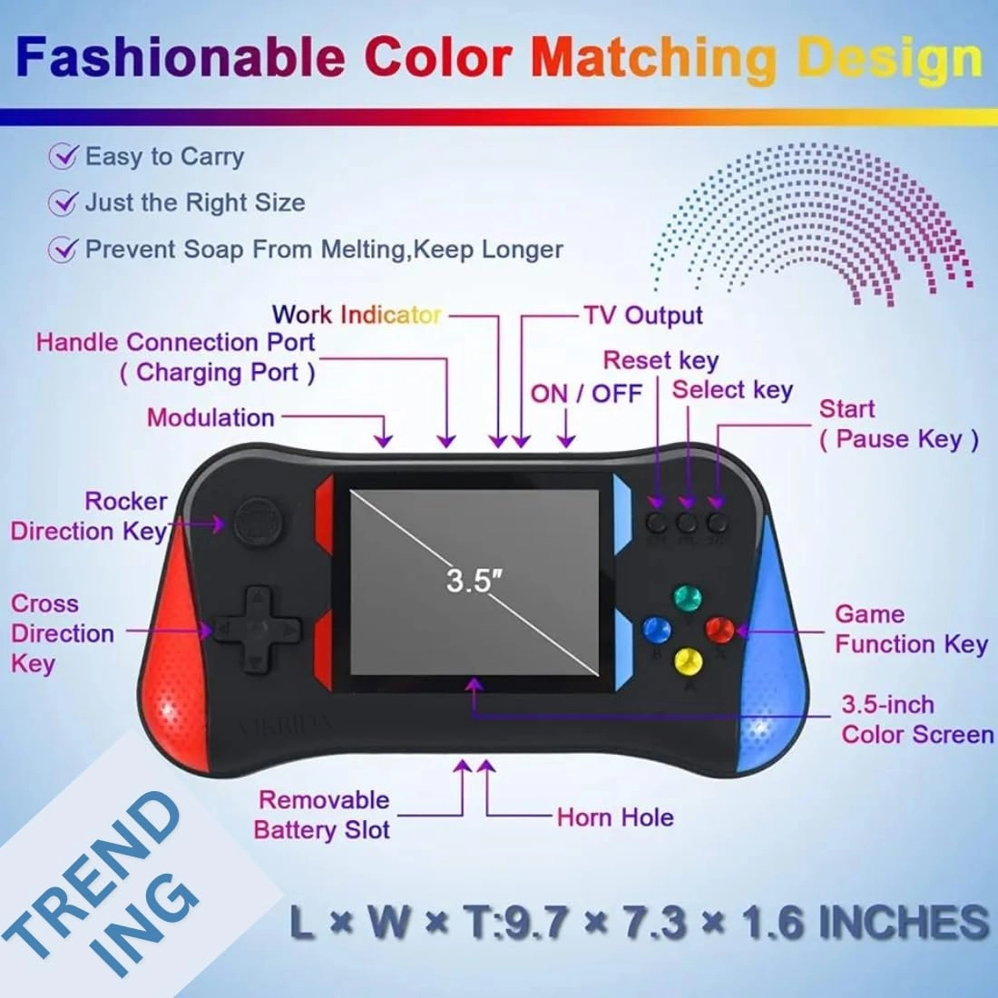500 in 1 Classic Retro Games - 3.5-inch LCD 800mAh Rechargeable