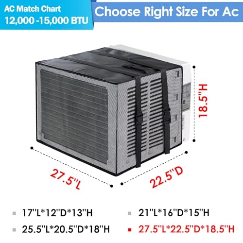 Window Air Conditioner Cover - 27.5"W x 22.5"D x 18.5"H Black Ventilated mesh