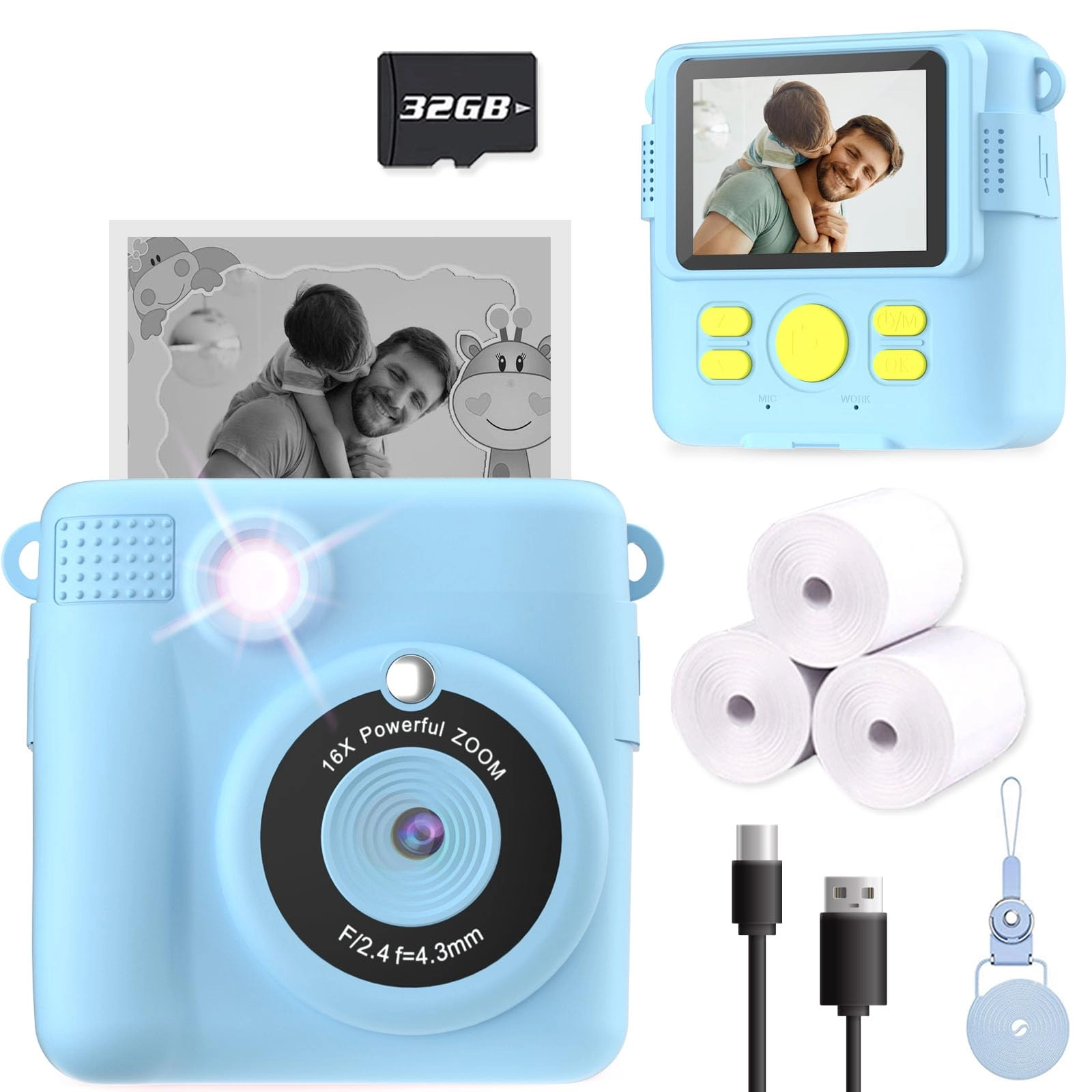 Instant Print Camera - 1080P 2.4 inch