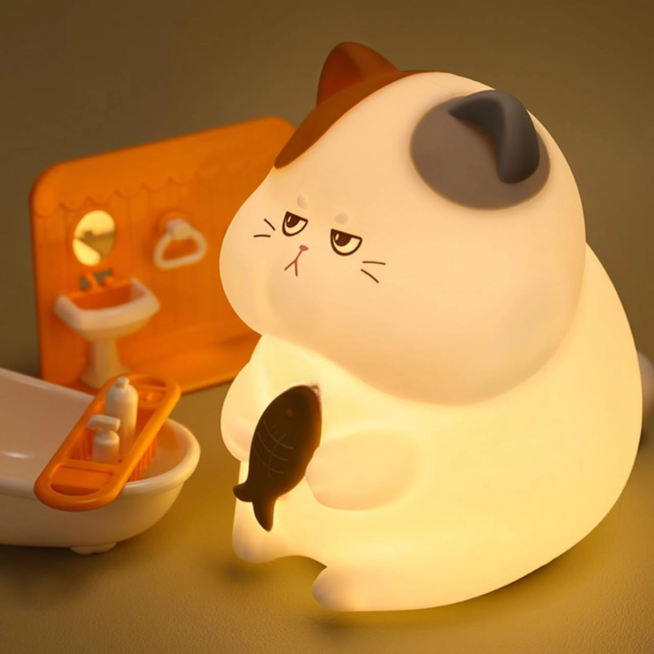 DesiDiya, DesiDiYa, Contact: +91-7572888999, info@desidiya.com Greedy Cat Night Light - Battery Powered White