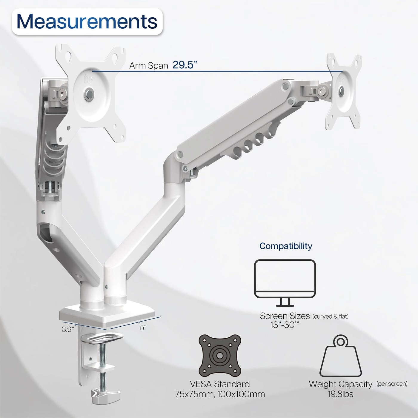 Dual Monitor Desk Mount Stand - two up to 35 inches