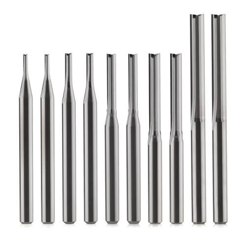 HOZLY Straight Router Bits Set - 1.0mm 1.5mm 2.0mm 2.5mm 3.175mm 1/8 Inch