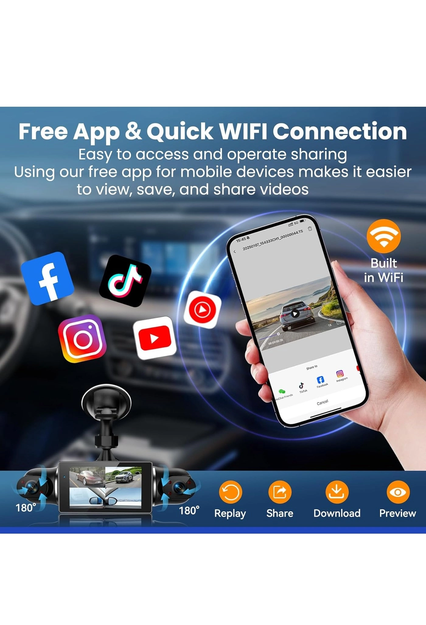 360°Dash Cam - 1080P