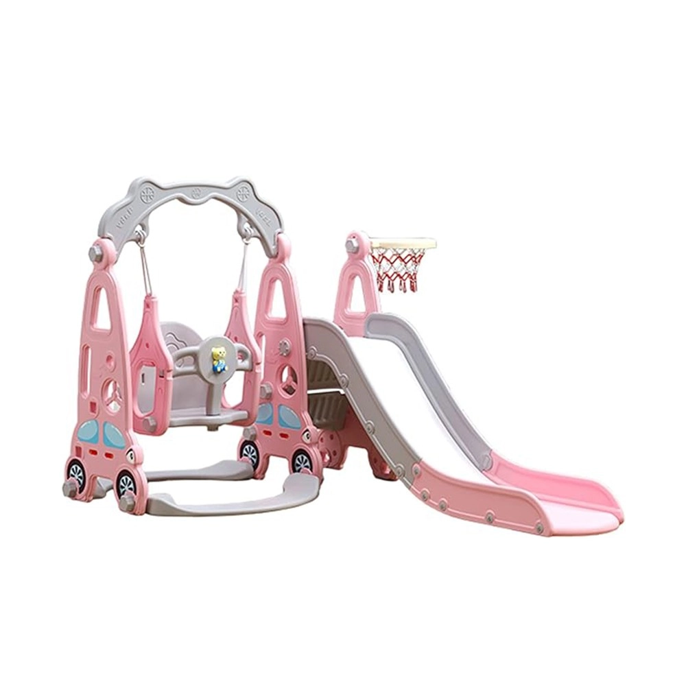 Zoom Slide & Swing Multiplayset - 3-In-1 Basketball Hoop