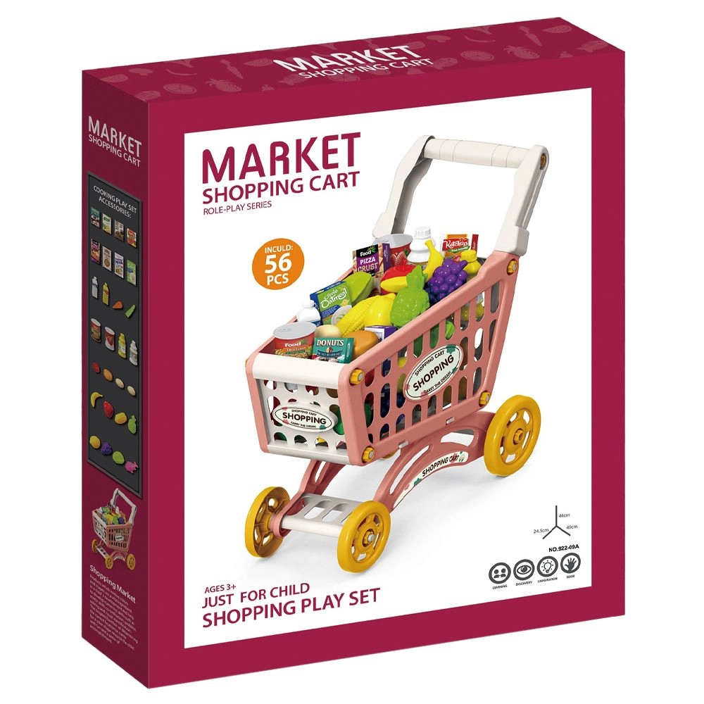 Eazy Kids Role Play Market Shopping Cart - 56 pcs (SAB-LS_DIYSC_BU)