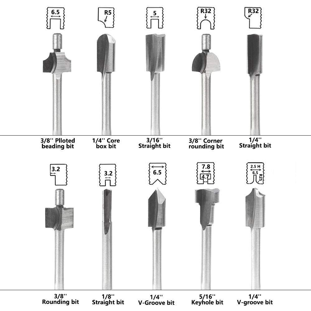 Router Bits - 1/8 Inch( 3mm ) 10pcs
