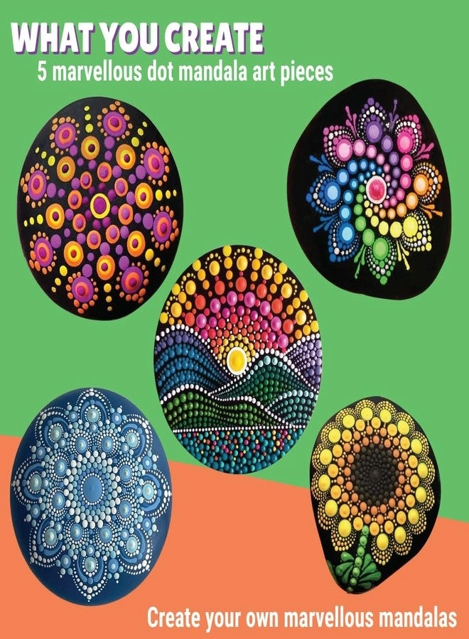 Dot Mandala Rock Painting Kit - DIY Art Kit 5 Large Reusable River Rocks 4 Dotting Tools