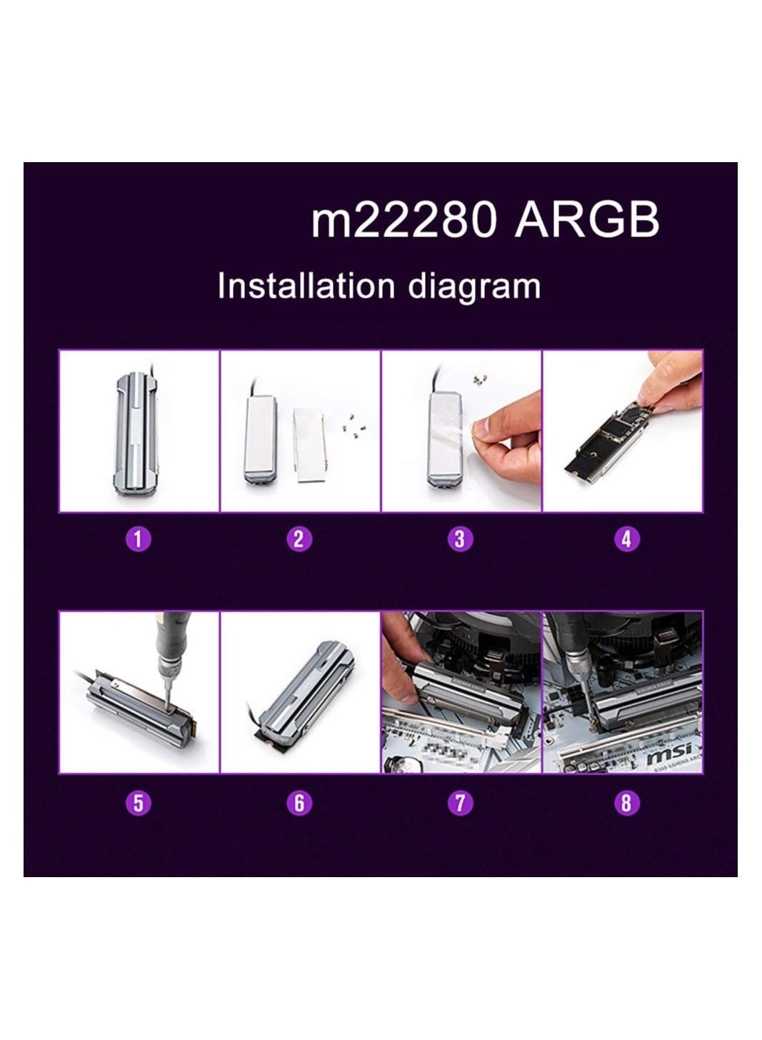 M.2 2280 Heatsink - 5V ARGB Thermal Pad