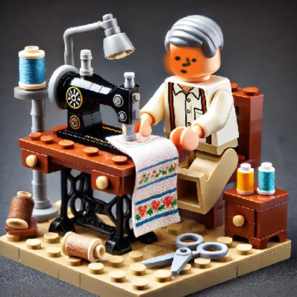 Mini Building Characters Sewing Machine - 3D Puzzle ABS Handmade