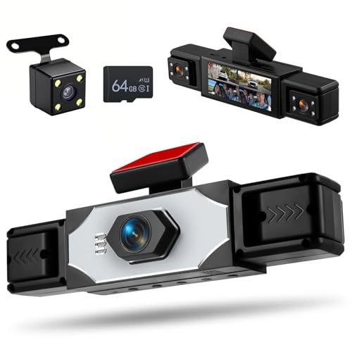 4 Channel Dash Cam Rear View Mirror - 1080P 30FPS + 64GB TF Card