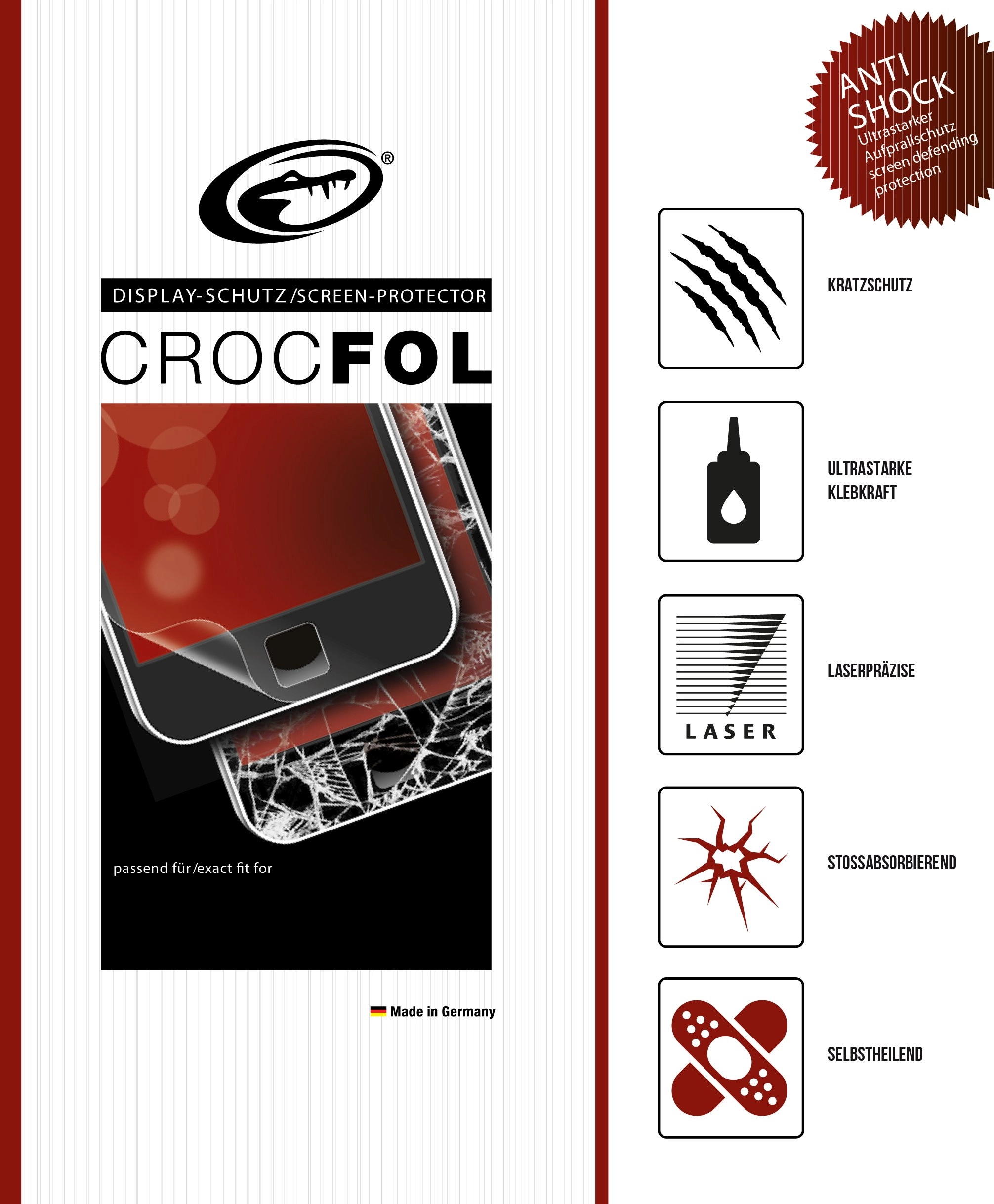 CROCFOL Displayschutz Systeme SPX-8 - Dual SIM Anti-Shock HD Screen