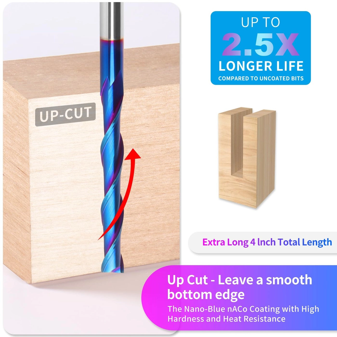 Upcut Spiral Router Bit - 1/4 Inch Cutting Diameter 1/4 Inch Shank