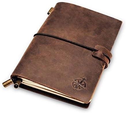 MZA STORES Pocket-Sized Leather Notebook - 13 Cm X 10 Cm Blank Inner Pages Refillable