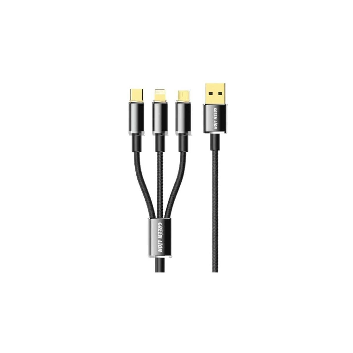 3-in-1 Cable 60W USB-A to USB-C 1.2m Braided