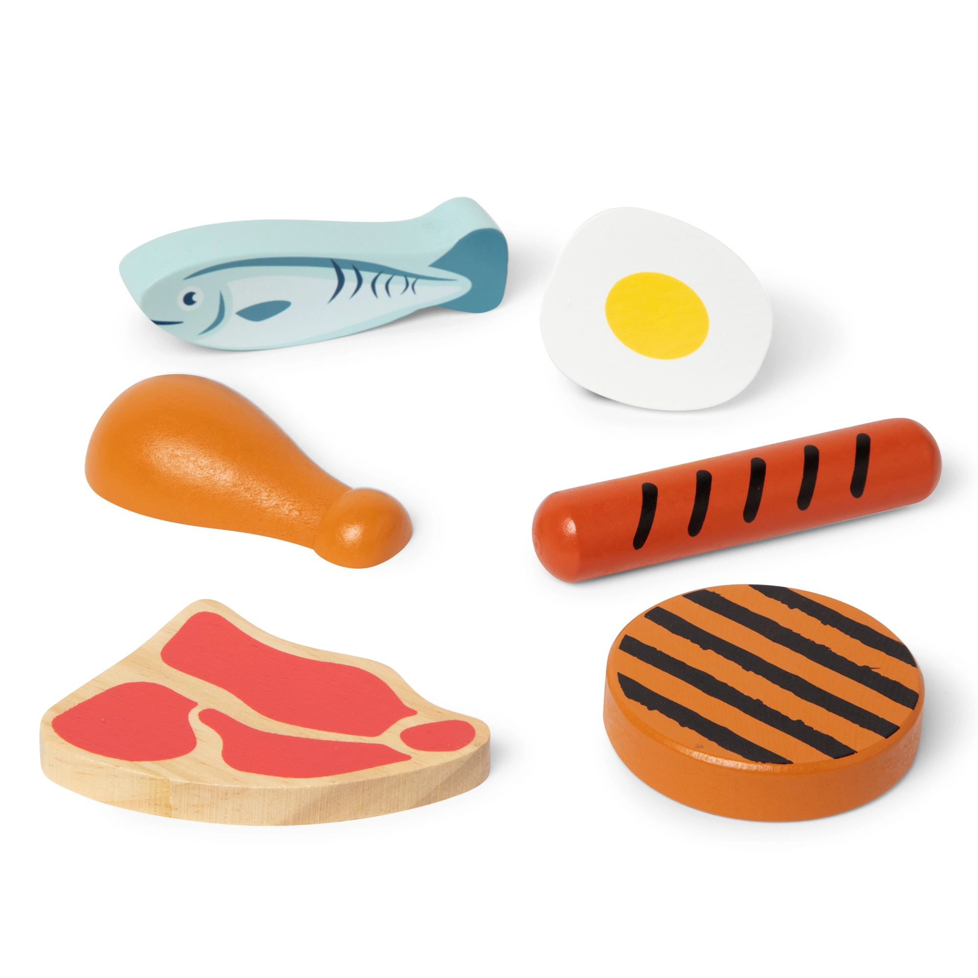 Wooden Food Pretend Playset - Protein - 7 Pcs (622-MD95208)