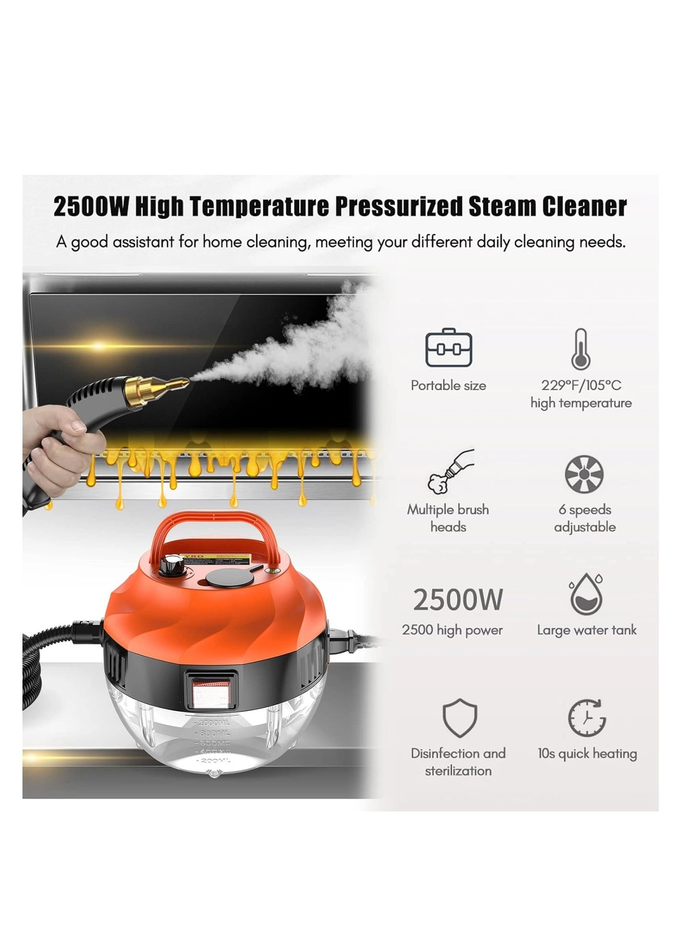 Handheld Steam Cleaner - 3BAR 400 Milliliters