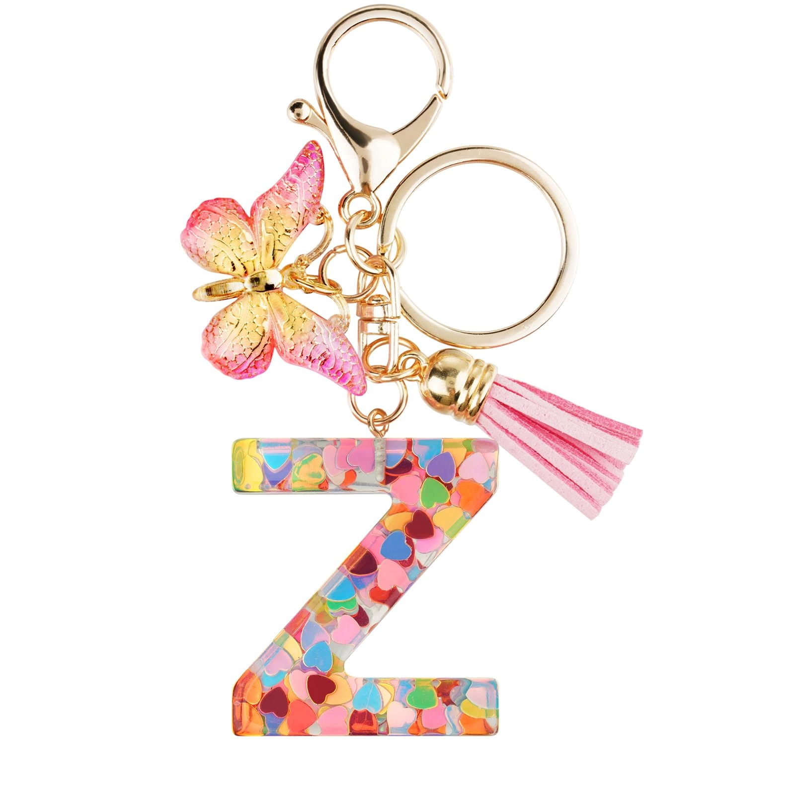 Initial Letter Keychain - Butterfly