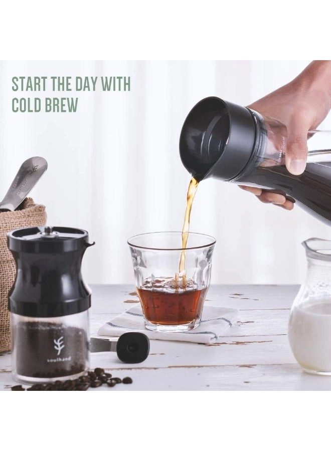 Cold Brew Pitcher - Airtight Glass Removable Stainless Steel Filter