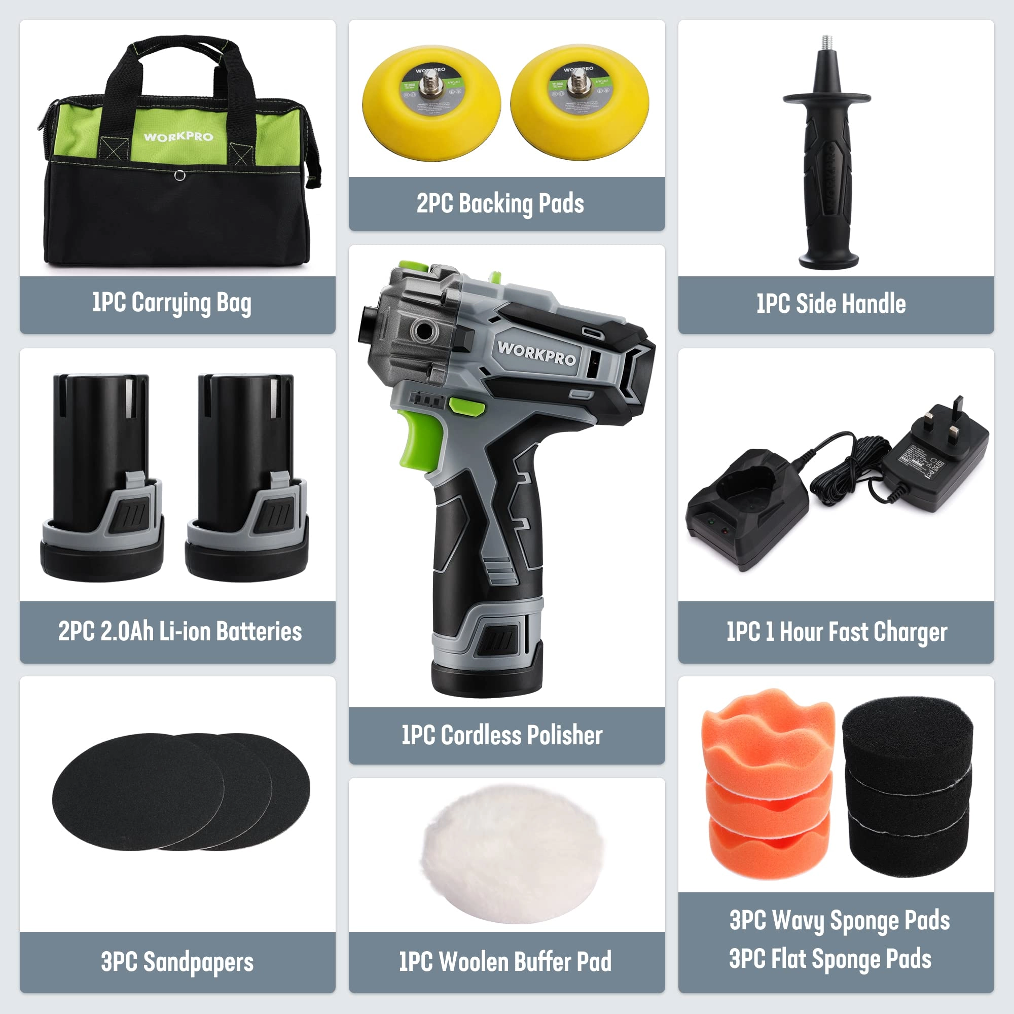 Cordless Buffer Polisher - 12 V Variable Speed