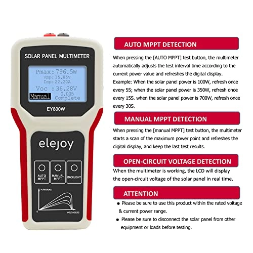 Portable Handheld Photovoltaic Panel Multimeter - LCD Backlight Open Circuit Voltage