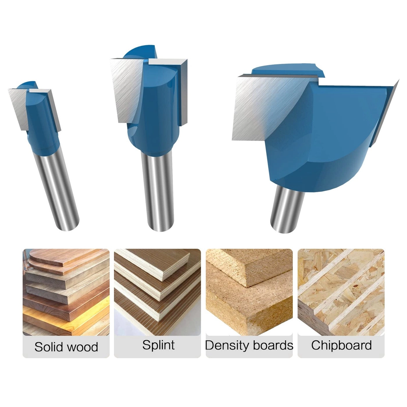 Cleaning Bottom Router Bit - 5/16"" 1/2"" 1"" 1/4"" Shank 3 Pcs