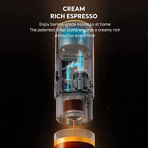 Portable Espresso Maker - 120 Milliliters N espresso capsules and ground coffee