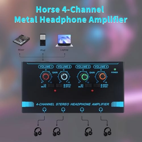 Headphone Amp Amplifier - 4-Channel Metal DC 12V