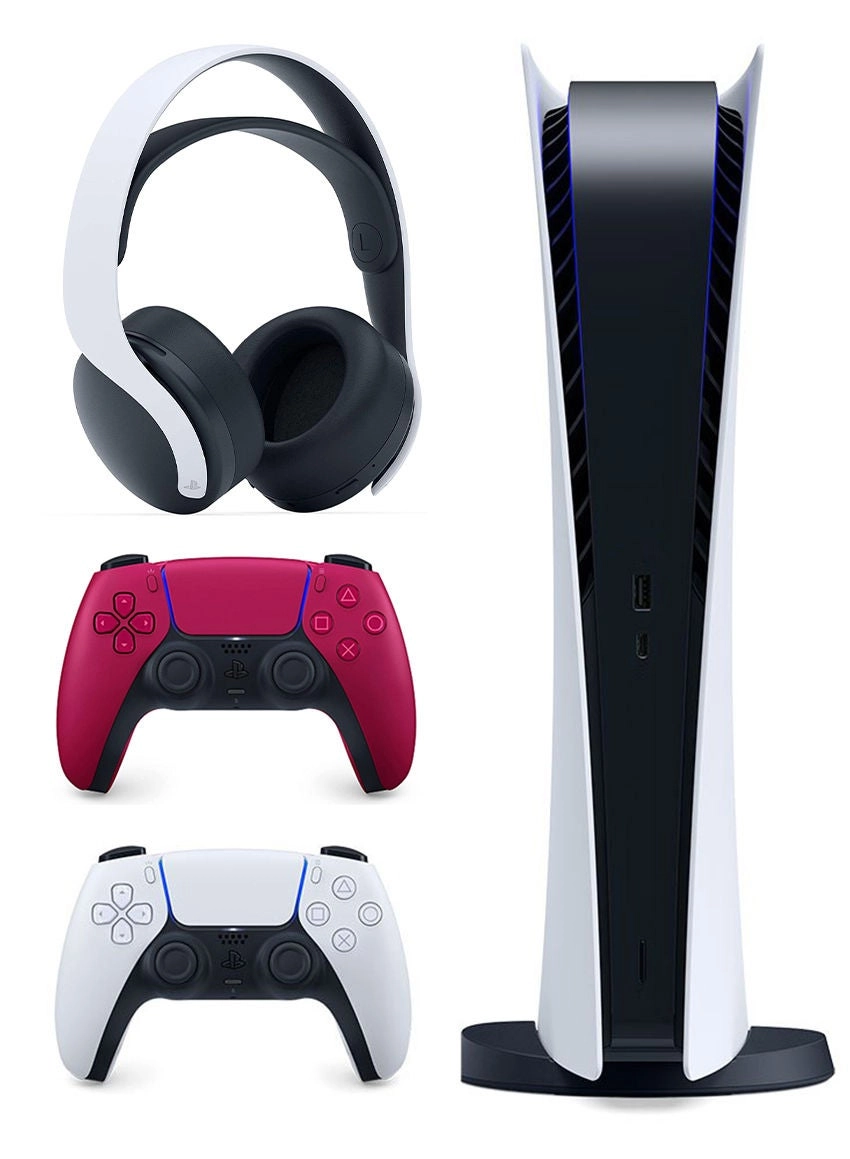 Sony PlayStation 5 Digital Edition + DualSense Wireless Controller + 3D Wireless Gaming Headset