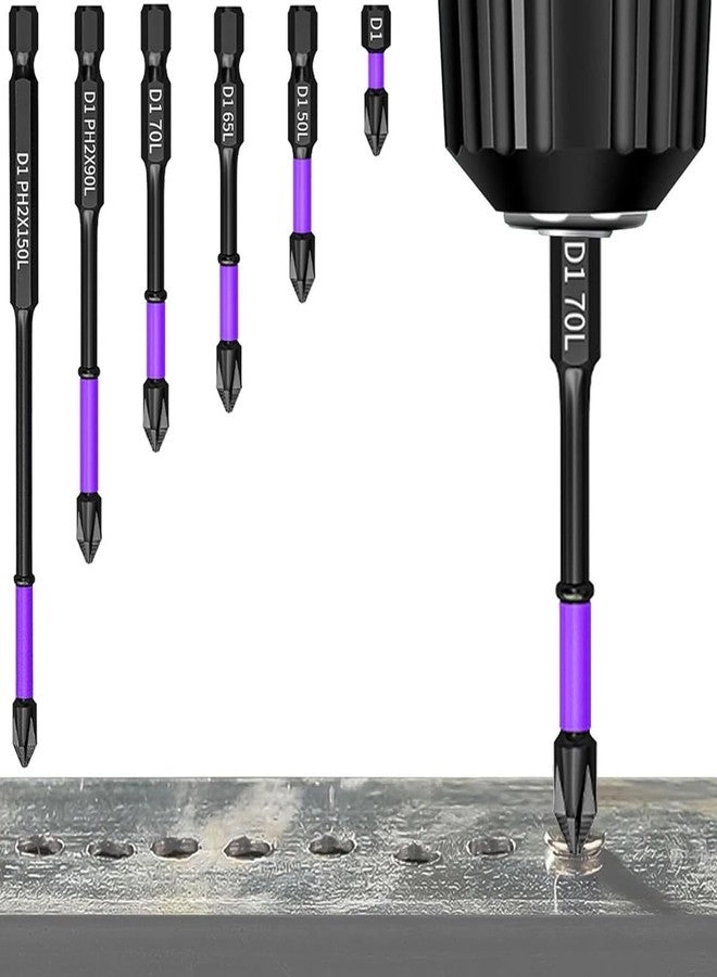 Serplex Magnetic Phillips Drill Bits - 6Pcs