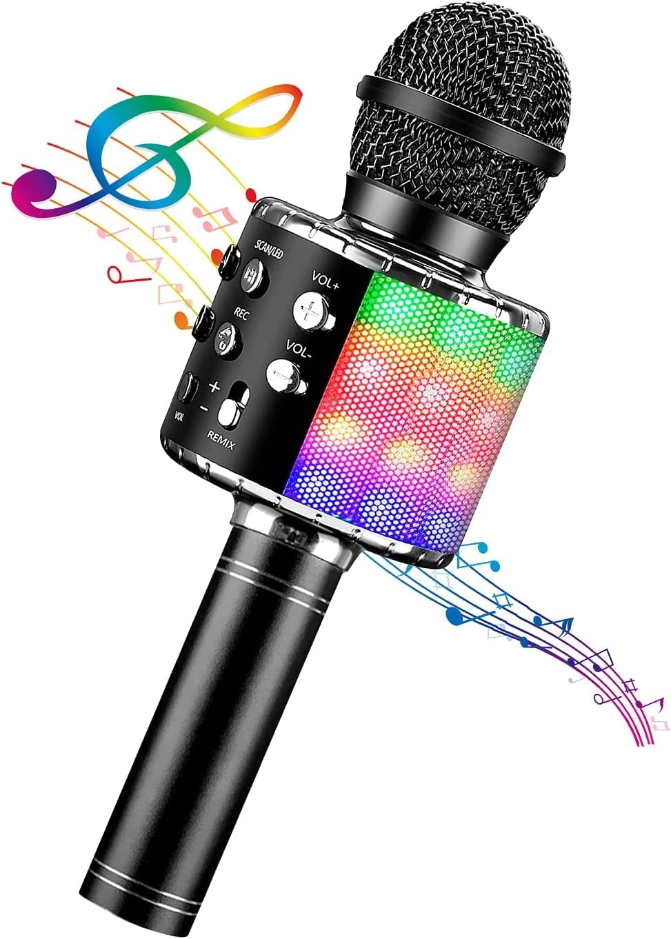 Karaoke Kids Microphone - 5 in 1 Wireless Bluetooth Black