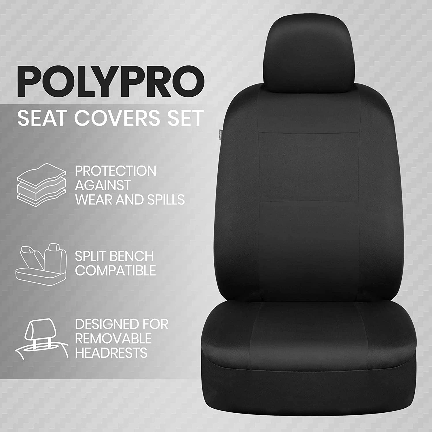 PolyPro Seat Covers - 2-Pack Front Beige/Black
