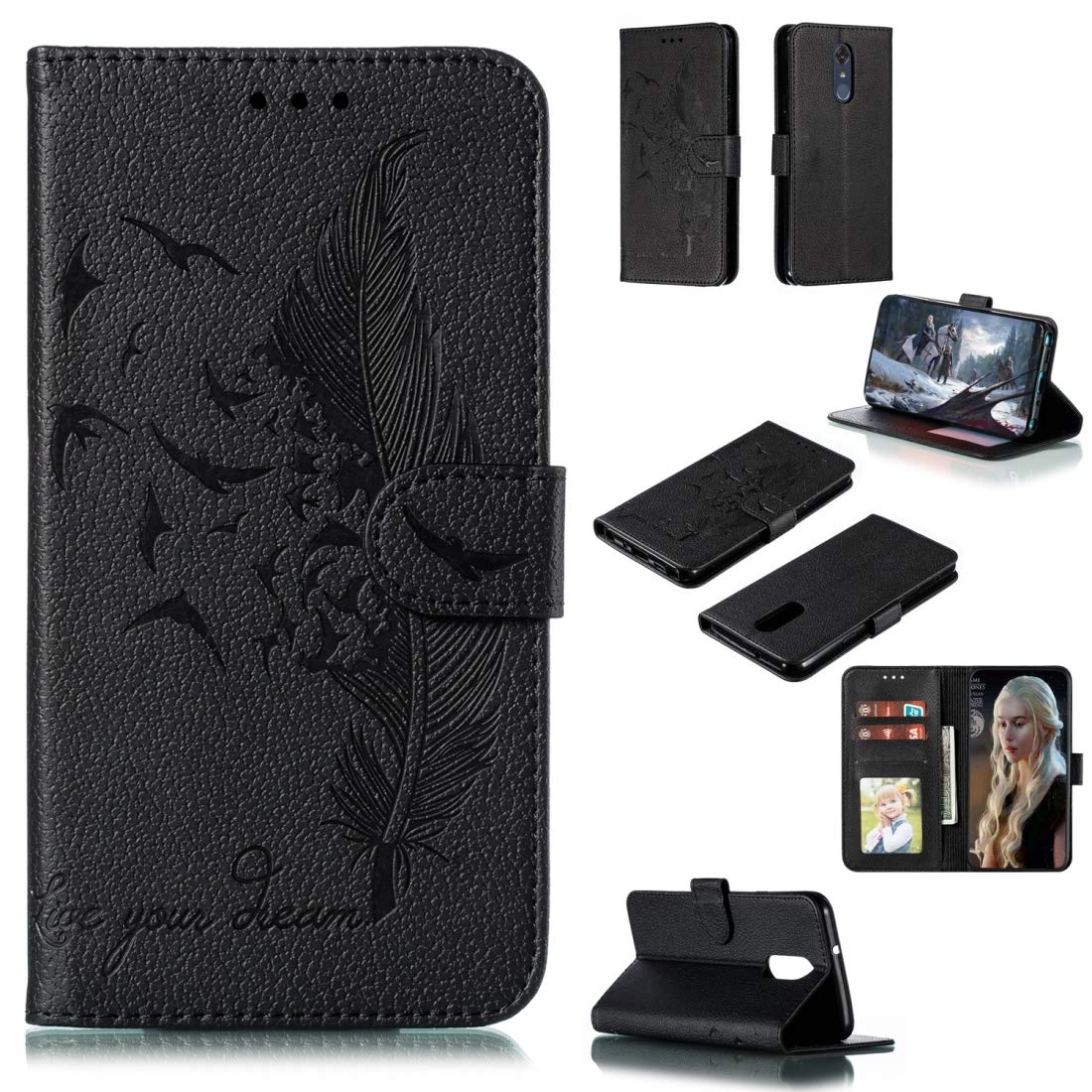 Feather Pattern Litchi Texture Horizontal Flip Leather Case For LG Stylo 4
