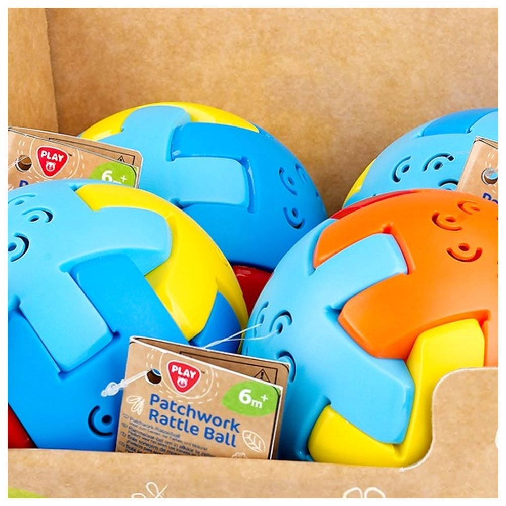 Patchwork Rattle Ball - 6 months Bio-Based Plastic 4pcs