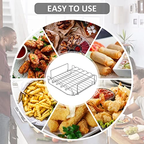 Air Fryer Loaf Pan + Air Fryer Pizza Pan + Steamer Rack + Skewer Rack + Egg Bite + Silicone Mat + Oil Brush + Silicone Spatula + Food Tong - Food-safe Grade Silicone, 304 Stainless Steel 9 piece(s)